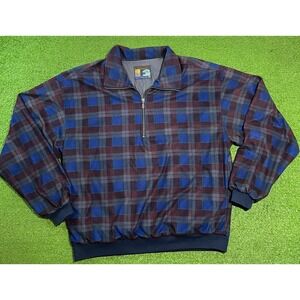 Vintage Golf 1/4 Zip LG Plaid Forrester's Windstopper Gore Mock Neck Windbreaker
